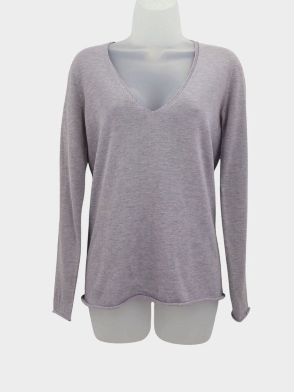 Fabiana Filippi Womens 100% Cotton V-Neck Long Sleeve Sweater Purple Size XS